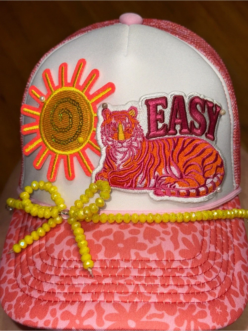 Sweet, Sunny, and A Little Fierce EASY TIGER TRUCKER HAT SPARKLE